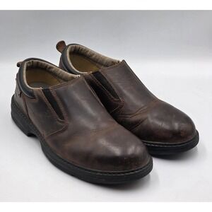 CATERPILLAR Men's 9 CAT Brown Leather Steel Toe Slip On ERGO Work Shoes